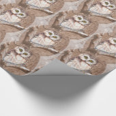Waterverf Schattigee Kleine Uil in Tree Bird Desig Cadeaupapier (Hoek)