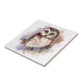 Waterverf Schattigee Kleine Zag Whet Owl Bird Tegeltje (Zijkant)