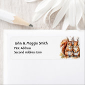 Waterverf Schattigee Knuffel Eekhoorn Paar Dier Etiket (Insitu)