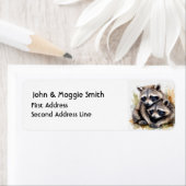 Waterverf Schattigee Knuffelwasberen Dierlijke Kun Etiket (Insitu)