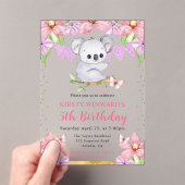 Waterverf Schattigee Koala & Tropical Flowers Verj Acryl Uitnodigingen (Insitu (Draagbaar))