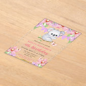 Waterverf Schattigee Koala & Tropical Flowers Verj Acryl Uitnodigingen (Laagn)