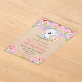 Waterverf Schattigee Koala & Tropical Flowers Verj Acryl Uitnodigingen (Laagn)