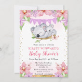 Waterverf Schattigee Koala's & Flowers Baby shower Kaart (Voorkant)