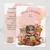 Waterverf Schattigee Koe Kerstmis Kaart (Voorkant / Achterkant)