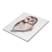 Waterverf Schattigee Little Shocked Looking Uil Bi Tegeltje (Zijkant)