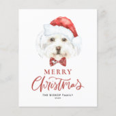 Waterverf Schattigee Maltese Santa Merry Christmas (Voorkant)