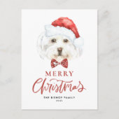 Waterverf Schattigee Maltezer Kerstman Vrolijk Ker Feestdagenkaart (Voorkant)