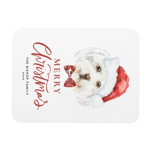 Waterverf Schattigee Maltezer Kerstman Vrolijk Ker Magneet (Horizontaal)