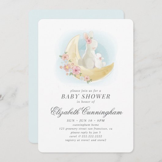 Waterverf Schattigee Mama Rabbit Baby shower Kaart (Voorkant / Achterkant)