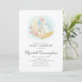 Waterverf Schattigee Mama Rabbit Baby shower Kaart (Staand voorkant)