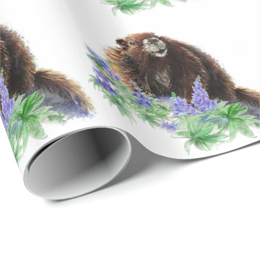 Waterverf Schattigee Marmot Animal Natuur Art Cadeaupapier (Rol Hoek)