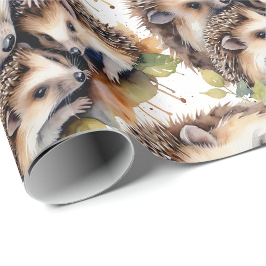 Waterverf Schattigee Natuur voor egel en dieren in Cadeaupapier (Rol Hoek)