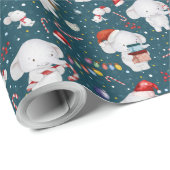 Waterverf Schattigee Olifant Feestelijke Kerst Cadeaupapier (Rol Hoek)
