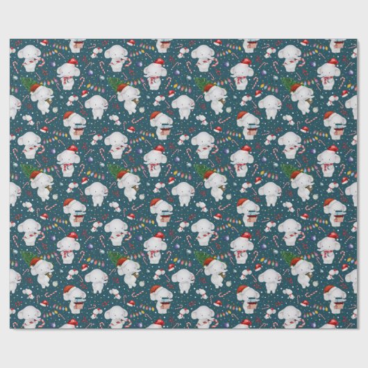 Waterverf Schattigee Olifant Feestelijke Kerst Cadeaupapier (Vlak)