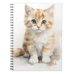 WATERVERF SCHATTIGEE ORANJE TABBY KITTEN NOTITIEBOEK