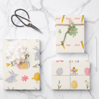 Waterverf Schattigee paashaas en paasei Inpakpapier Vel