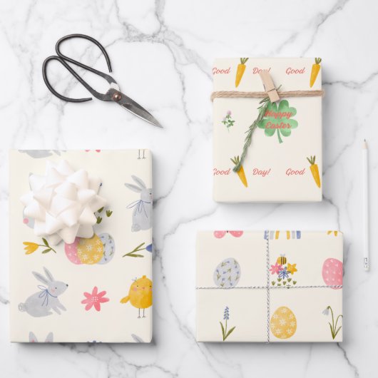 Waterverf Schattigee paashaas en paasei Inpakpapier Vel (Voorkant)