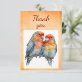 Waterverf Schattigee papegaai vogelpaar kunst Bedankkaart (Staand voorkant)