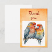 Waterverf Schattigee papegaai vogelpaar kunst Bedankkaart (Voorkant / Achterkant)