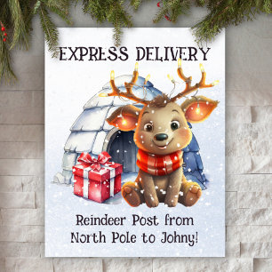 Waterverf Schattigee pastel rendier Kinder kerst Poster