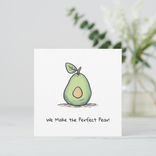  Waterverf Schattigee peer Feestdagenkaart (Staand voorkant)