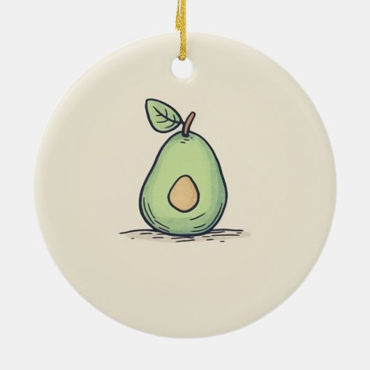 Waterverf Schattigee peer Keramisch Ornament (Achterkant)