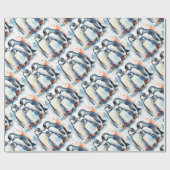 Waterverf Schattigee Penguin Animal Wildlife Natuu Cadeaupapier (Vlak)