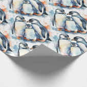 Waterverf Schattigee Penguin Animal Wildlife Natuu Cadeaupapier (Hoek)