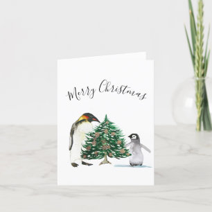 Waterverf Schattigee Pinguïn Vrolijk Kerstfeest Ki Feestdagen Kaart