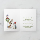 Waterverf Schattigee rendier kerstboom Kaart (Binnen)