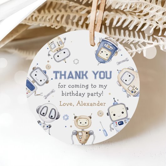Waterverf Schattigee Robot Kids Verjaardagsfeest Bedankjes Labels
