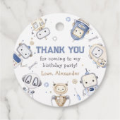 Waterverf Schattigee Robot Kids Verjaardagsfeest Bedankjes Labels (Achterkant)