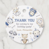 Waterverf Schattigee Robot Kids Verjaardagsfeest Bedankjes Labels (Voorkant)