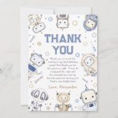 Waterverf Schattigee Robot Kids Verjaardagsfeest Bedankkaart (Voorkant)
