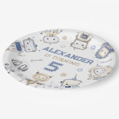 Waterverf Schattigee Robot Kids Verjaardagsfeest Papieren Bordje (Gekanteld)