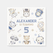 Waterverf Schattigee Robot Kids Verjaardagsfeest Servet (Voorkant)
