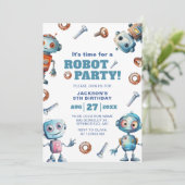 Waterverf Schattigee Robot Kinderen Verjaardag Kaart (Staand voorkant)