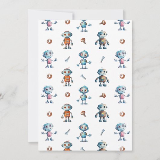 Waterverf Schattigee Robot Kinderen Verjaardag Kaart (Achterkant)