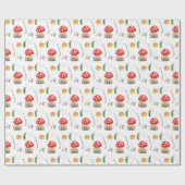 Waterverf Schattigee Rode Muschrooms Illustratie Cadeaupapier (Vlak)