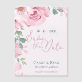 Waterverf Schattigee Roze Bloemen Huwelijk Save th (Voorkant)