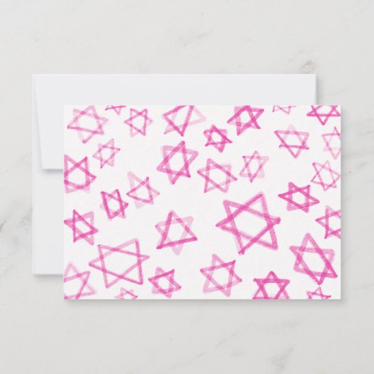 Waterverf Schattigee Roze Ster van David Bar Bat M RSVP Kaartje (Achterkant)