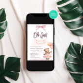 Waterverf Schattigee Roze Teddybeer Baby shower Kaart