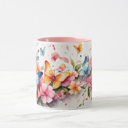 Waterverf Schattigee roze vlinder bloem Mok (Midden)