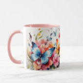 Waterverf Schattigee roze vlinder bloem Mok (Links)