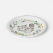 Waterverf Schattigee slapende wasbeer krans Papieren Bordje (Gekanteld)