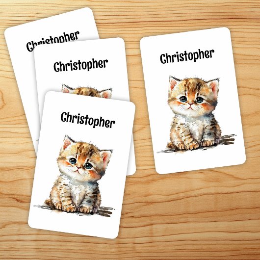 Waterverf Schattigee Tabby Cat Speelkaarten