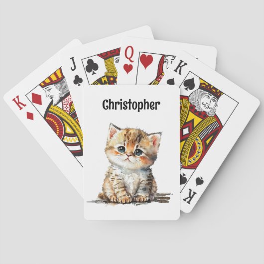 Waterverf Schattigee Tabby Cat Speelkaarten (Achterkant)
