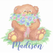 Waterverf Schattigee Teddy Bear Flowers kunst Cust Sticker (Voorkant)