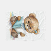 Waterverf Schattigee Teddy Bear Leesboeken Bibliot Fleece Deken (Voorkant (Horizontaal))